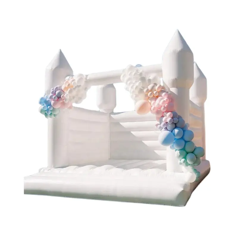 castillo inflable comercial de la boda casa inflable exterior de alta calidad material de PVC casa inflable blanco