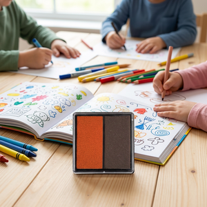 Tampon encreur double couleur 4x4cm personnalisé, lavable, pour empreintes de doigts d'enfants, séchage rapide, pour loisirs créatifs, <span class=keywords><strong>scrapbooking</strong></span>, école, art - Product Image 4