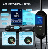 Nouveau chargeur EV portable intelligent de type 1, 3,5 kW, 16 A, IP65, écran LCD de 2,8 pouces, boîte de charge EV mobile pour usage domestique