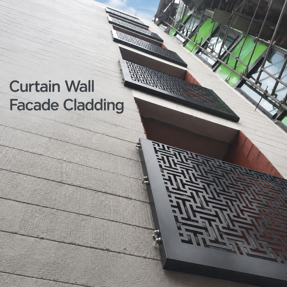 Commercial Property Cladding Custom Carved Aluminum Facade Cladding Panel Perforated Metal Facade ...