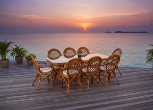 Ensemble de salle à manger JAVA 8 pièces en rotin/osier, table et chaises pour appartement, hôtel, maisons modernes, avec un confort de qualité supérieure - Product Image 4