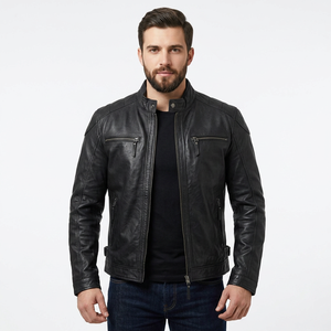 เสื้อแจ็คเก็ตมอเตอร์ไซค์หนังระบายอากาศสำหรับผู้ชายแบบสั่งทำ - Product Image 1