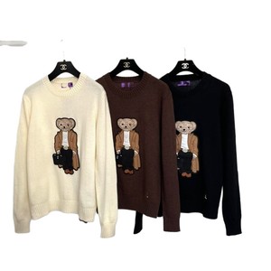 Suéter de Cachemira RL Raff con Cuello Redondo, Casual, Holgado, Elegante, con Patrón de Oso Bordado, para Mujer, Invierno - Product Image 5