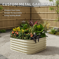 Kit de jardinière surélevée en métal galvanisé |   Jardinière extérieure elliptique 3 pièces avec bande de caoutchouc et triple protection pour fleurs