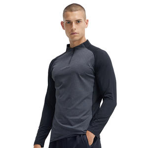 AL16821 T-shirt de sport à manches longues pour hommes, combinaison d'entraînement à séchage rapide, respirante, semi-zippée, personnalisée, pour la course à pied d'automne - Product Image 4
