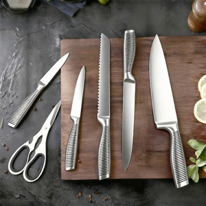 7 Pieces Professional Sharp Stainless Steel Chef Knives Silver Kitchen Knife Set With <b>Acrylic</b> Knife <b>Block</b> - Product Image 5
