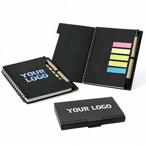 Promo Business Gift Logo Coil Stationery Kraft Paper Notepad With <b>Sticky</b> <b>Notes</b> and Pen Notebooks Wholesale - Product Image 1