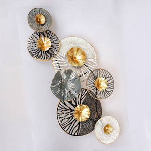 Luxury Vertical Overlapping Metal Disc <b>Wall</b> Art Sculpture Patterned Radial <b>Plate</b> <b>Wall</b> Hanging <b>Decor</b> Accent for Home Entrance - Product Image 1