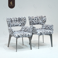 Chaise de salle à manger légère de luxe sur mesure Fauteuil en tissu à motif léopard