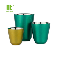 Hot New Unique Group Custom Vintage 12oz Tasse à expresso 80ml/160ml Tasse à thé en acier inoxydable à double paroi Conception en métal