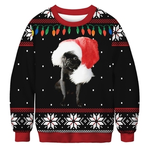 เสื้อสเวตเตอร์คริสต์มาสพิมพ์ลายสำหรับสุนัข <span class=keywords><strong>ผู้ชาย</strong></span> แฟชั่น 100% โพลีเอสเตอร์ น้ำหนัก 180 กรัม แบบสวม ทรงเบสบอล ถัก นิต  ลำลอง แห้งเร็ว - Product Image 1