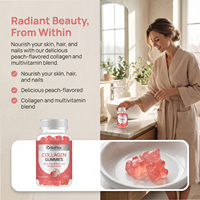 Supplément Gommeux de Collagène OEM Marque Blanche Vegan Éclaircissant la Peau et Favorisant la Croissance des Cheveux avec Biotine et Vitamines C et E pour Cheveux, Peau et Ongles