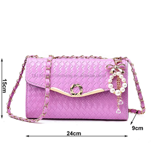 New Fashion Women's Bag Trendy Girl Portable Diagonal Span Luxury Bags Women <b>Handbags</b> With Pearls Pendent - Product Image 2
