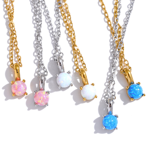 JINYOU 2785 Collana con Catena Sottile in Acciaio Inossidabile Placcato <span class=keywords><strong>Oro</strong></span> con Ciondoli a Sfera Multicolore, Gioielli di Moda all'Ingrosso - Product Image 1