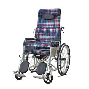 Silla portátil de ruedas plegable reclinable manual ligera de gran oferta con inodoro y respaldo alto - Product Image 3