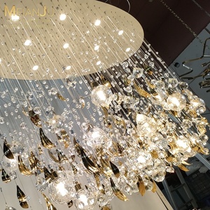 Lustre de plafond à feuilles rondes en verre doré avec corps en acier inoxydable de style <span class=keywords><strong>Art</strong></span> <span class=keywords><strong>nouveau</strong></span> pour hôtel - Product Image 2