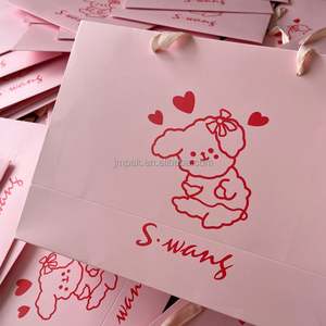 Sac fourre-tout en papier biodégradable réutilisable de haute qualité, écologique, rose, avec logo et poignée, pour la vente au détail, les cadeaux et les bijoux - Product Image 3