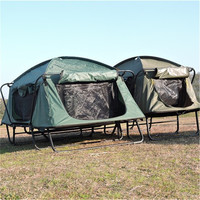 Tente extérieure pliante à double couche imperméable hors sol, lit de couchage avec housse de pluie pour le camping