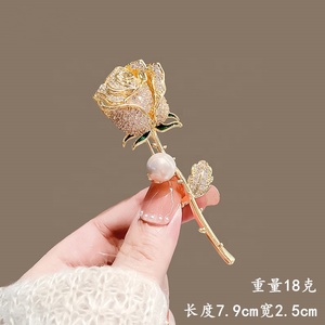 Bán buôn ăn mặc trang trí phụ kiện <span class=keywords><strong>Corsage</strong></span> ngọc trai Rose Flower Trâm Pin - Product Image 6