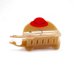 Barrette à cheveux en acétate Kawaii en forme d'éléphant, 9,5x5 cm, forme d'animal de dessin animé, pince à mâchoires, strass, couleur personnalisée, dégradé mignon - Product Image 4