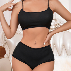 Nuovo Set Reggiseno 2024 per <span class=keywords><strong>Seno</strong></span> Abbondante, Effetto Riduttore, Tinta Unita, Traspirante, Tipo Canotta, Anti-Cedimento, Lingerie Femminile con Slip - Product Image 2