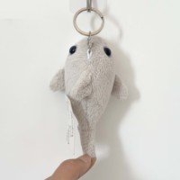 Porte-clés en peluche pingouin mignon pour enfants, petits animaux marins en peluche, poupée de dessin animé, cadeau pour enfant, mini porte-clés en peluche gris