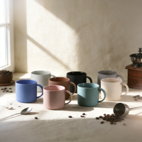 Mug à café en céramique YBH personnalisé de 350 ml, style européen, finition mate, passe au lave-vaisselle et au micro-ondes, sans danger pour les aliments, réutilisable, vaisselle en porcelaine