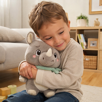 Peluche rhinocéros gris personnalisée - Animal en peluche avec cornes blanches OEM ODM sans MOQ Cadeau cool de personnage de dessin animé