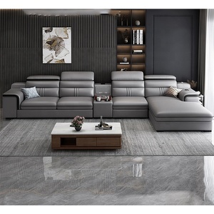 Sofá reclinable moderno de cuero sintético de una plaza con <span class=keywords><strong>asiento</strong></span> de madera <span class=keywords><strong>extensible</strong></span>, varios estilos para muebles de sala de estar para villas - Product Image 2