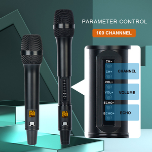 Micrófono Inalámbrico Portátil UHF de 100 Canales, Dinámico, de Metal, para Exteriores, <span class=keywords><strong>con</strong></span> <span class=keywords><strong>Pantalla</strong></span> LCD y Control de Reverberación - Product Image 2