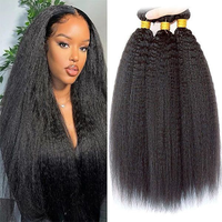 Lots de Cheveux Afro Kinky Lisses Brésiliens Vierge Remy 100% Naturels en Gros pour Tresses et Crochets pour Femmes Noires Double Trame 9A-11A