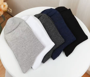 <span class=keywords><strong>Chaussettes</strong></span> en coton décontractées pour homme, 5 paires, couleur unie, automne/hiver, taille moyenne, emballage en boîte - Product Image 4