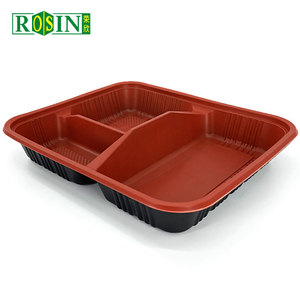 Dùng Một Lần Lò Vi Sóng Hot Bán <span class=keywords><strong>PP</strong></span> 3 Ngăn Takeaway Đỏ Thức Ăn Nhanh Container Bữa Ăn Prep Ăn Trưa Bento <span class=keywords><strong>Box</strong></span> Với Nắp - Product Image 4