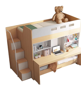 <span class=keywords><strong>Lit</strong></span> superposé multifonctionnel en bois pour enfants avec bureau informatique intégré, meubles de rangement dissimulés et escalier escamotable - Product Image 5