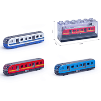 Bloques de Construcción de Plástico Personalizados 1:64, Caja de Bloques de Construcción DIY, Modelo de Coche de Aleación Fundida a Presión, Autobús, Trenes de Alta Velocidad, Juguetes de Tren de Ruedas Libres