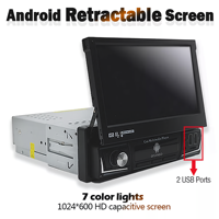 Autoradio Simple DIN 7 Pouces Android Rétractable Lecteur DVD Voiture avec BT WiFi GPS Navigation Mirror Link
