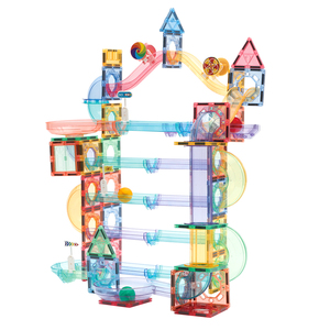 Kids Lage Moq Fabricage 158Pcs Marmeren Run Diy Stuurpen Sterke Magnetische Tegel Connect Tube Bouwstenen Magnetische Marmeren Run speelgoed - Product Image 3