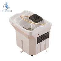 Lit de Spa Japonais pour Salon de Coiffure, Lavabo Portable pour Shampoing, Bac de Lavage des Cheveux Mobile avec Réservoir d'Eau