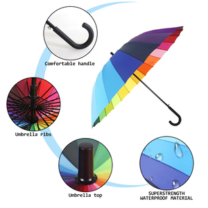 <span class=keywords><strong>24</strong></span> xương sườn thêm mạnh mẽ Windproof đầy màu sắc cầu vồng ô tự động thẳng ô với móc xử lý - Product Image 4