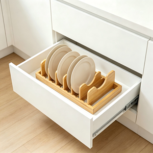 Büyük Kapasiteli Bambu Mutfak Gereçleri Kesme Tahtası Tencere Tava Kapakları Tabak Kurutmalığı Genişletilebilir Düzenleyici - Product Image 3