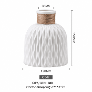 <span class=keywords><strong>Vaso</strong></span> per Fiori <span class=keywords><strong>in</strong></span> <span class=keywords><strong>Plastica</strong></span> Bianca Personalizzato, Stile Ceramica con Nervature, <span class=keywords><strong>Vaso</strong></span> da Tavolo per Composizioni Floreali Artificiali - Product Image 2