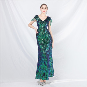 Robe de soirée S1770N 2026, nouvelle robe élégante à paillettes, style socialite, manches longues ou courtes, queue de poisson, antistatique - Product Image 6
