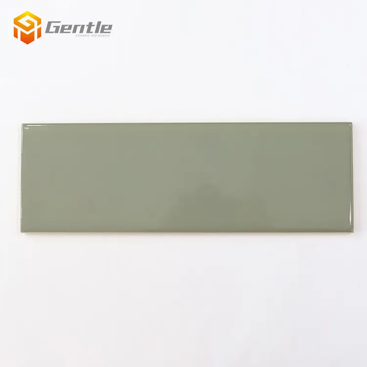 10% Off wholesale price corridor decor tile pure color glossy ceramic tiles 6mm grey flat surface subway tile for wall