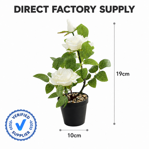 Planta Artificial Realista de Rosa em Vaso Preto para Decoração de Mesa em Casa, Escritório e Casamentos - Atacado - Product Image 4