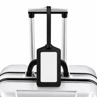 Étiquette de bagage compacte en cuir de vachette véritable noir avec attache pour vente en gros