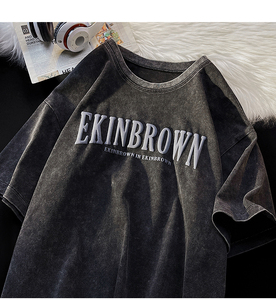 Custom Heavy <b>Weight</b> Acid Wash T Shirt Oversized Foam 3d Screen Logo Men Puff Print Vintage T Shirt - Product Image 2