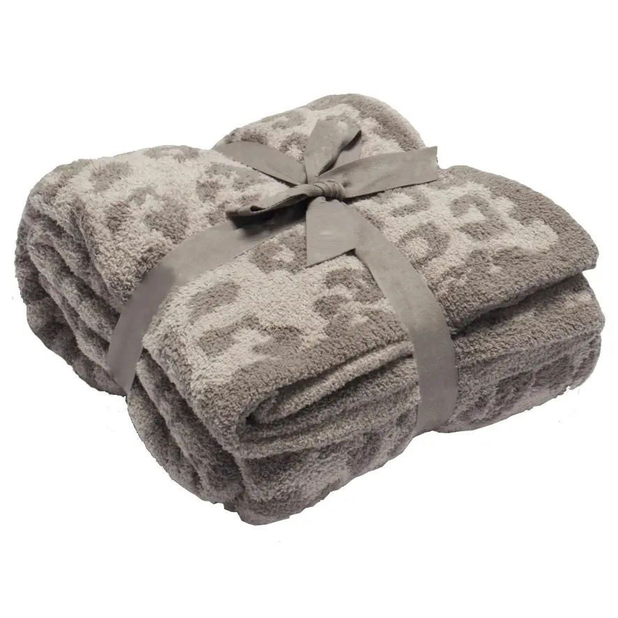 Songmai Leopard Grain Blanket Super Soft Blanket Throw Fleeces Jacquard Knitted Blanket