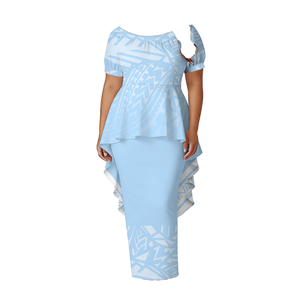 Brand New Custom Women Fishtail Design Long Dresses Tonga Puletasi Dress Top and <b>Skirts</b> Two Piece Set Samoan Crew Neck Clothing - Product Image 1