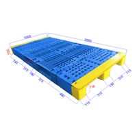 Palette en plastique industrielle à plateau ouvert, assemblée sur mesure, 3 roulettes, 2050x1000mm, pour le transport en entrepôt alimentaire