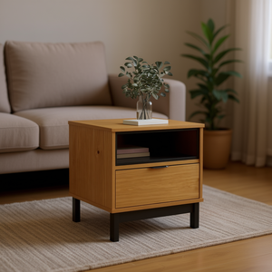 Flam Solid Wood <b>Side</b> Table Brown 19.7x19.7x19.7 Inches Storage Living Room Furniture - Product Image 2